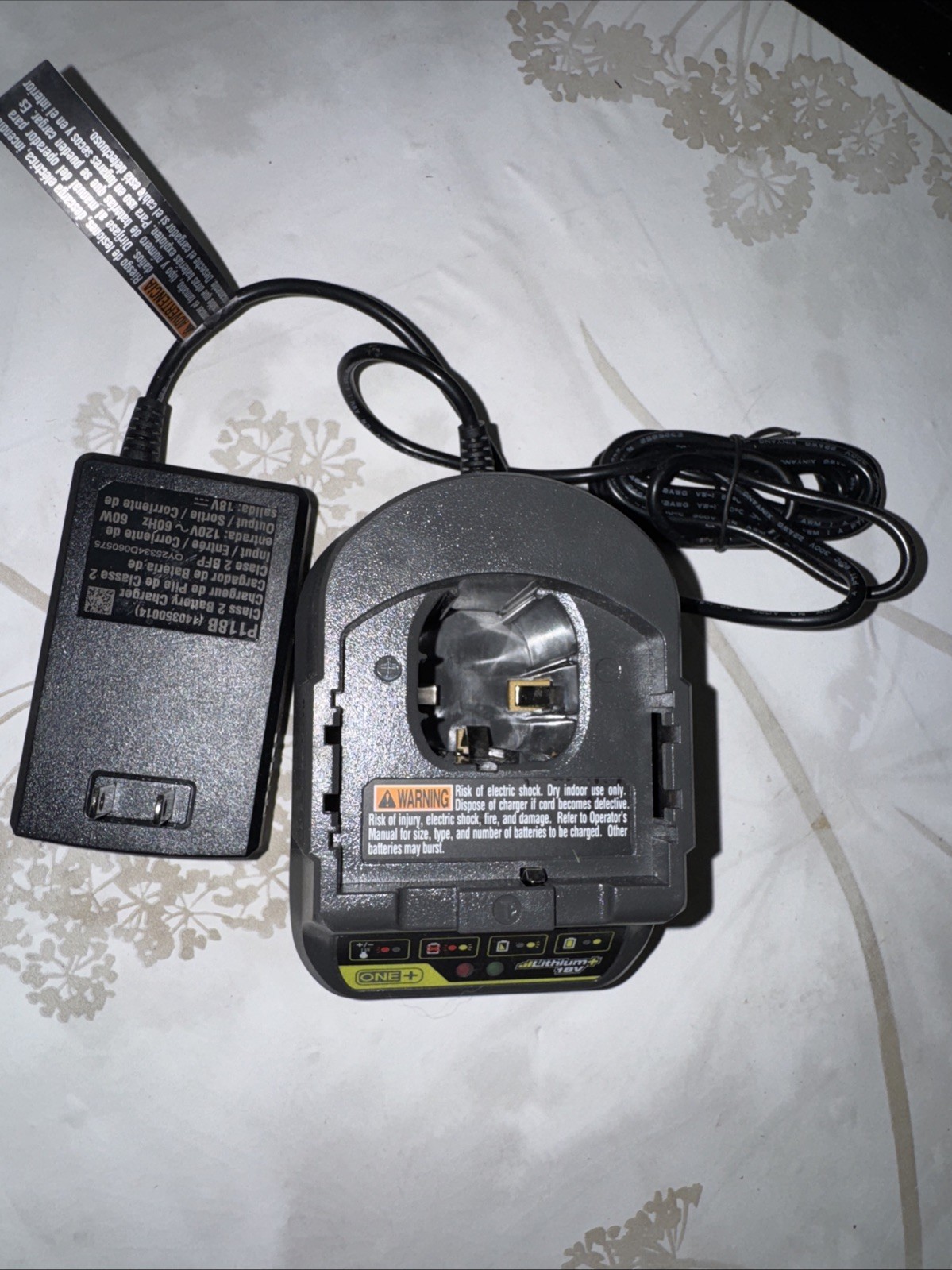 Ryobi One+ 18V Lithium Ion Battery Charger Genuine OEM Model P118B