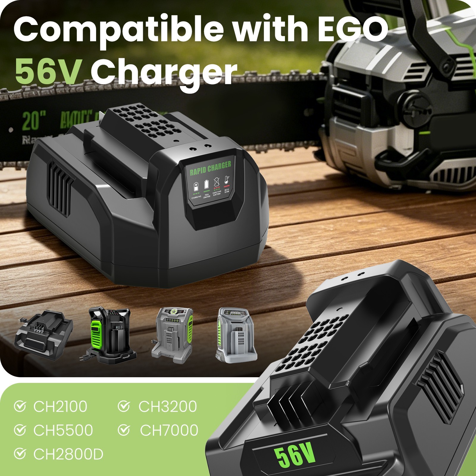 Fast Charger for EGO Battery Charger 56-Volt Lithium-ion Model CH2100 – NEW
