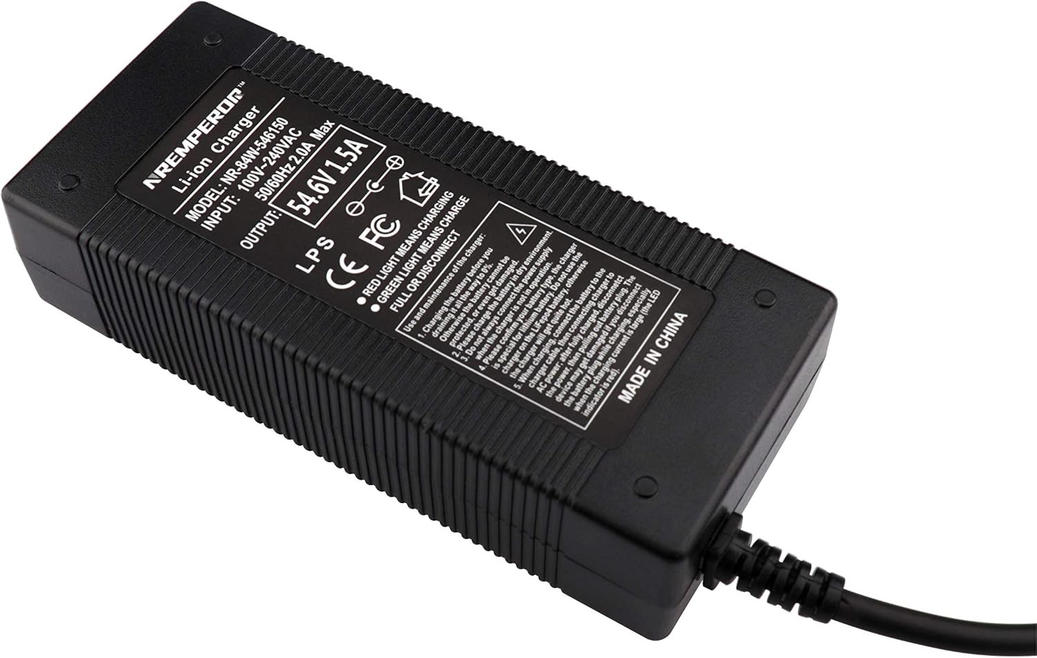 54.6V Charger 13S Lithium Battery 48V Output 1.5A 3 Prong Jack GX16 for Healt…