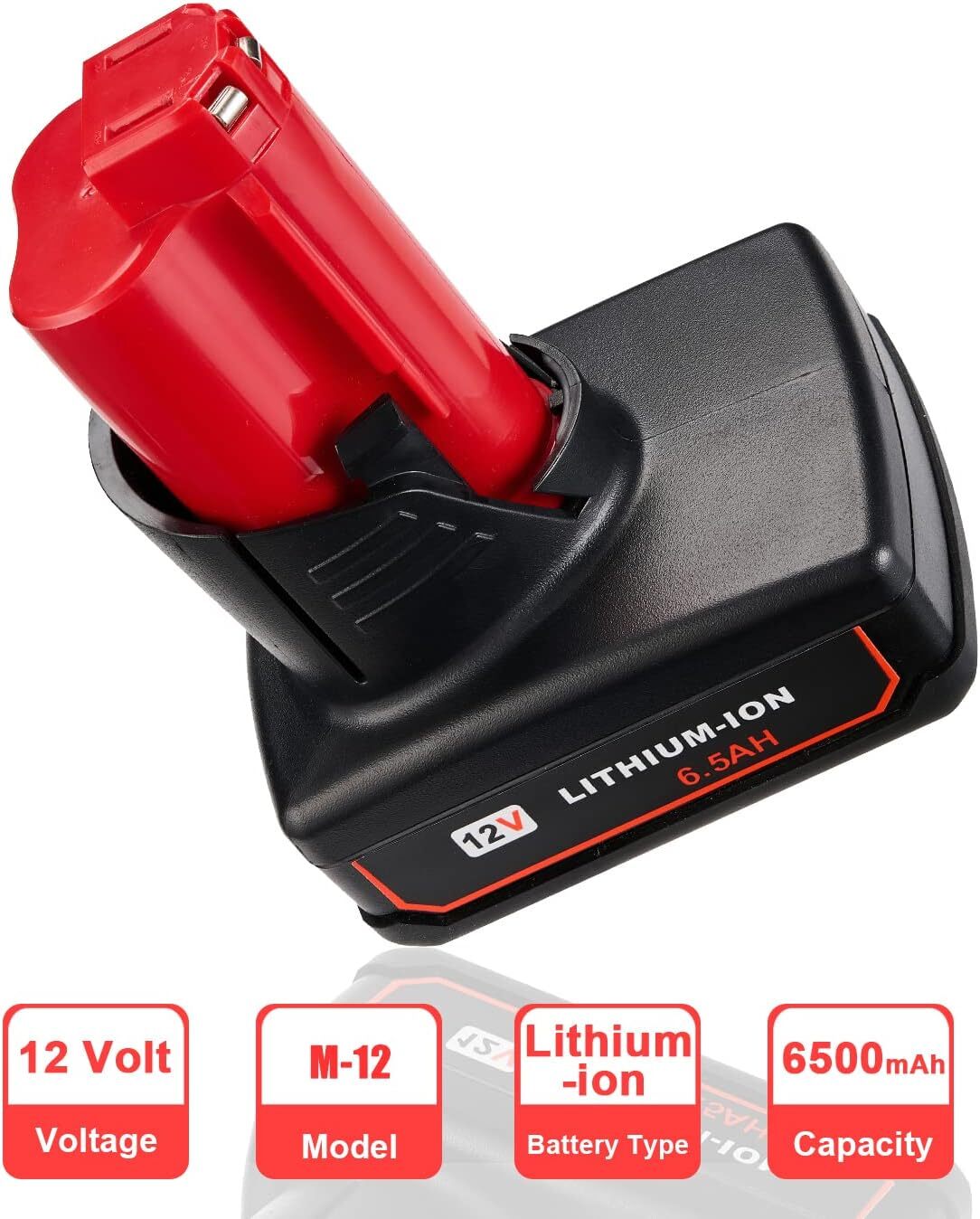 4Pack 6.5Ah Battery For Milwaukee for M12 LITHIUM Extended Capacity 48-11-2460