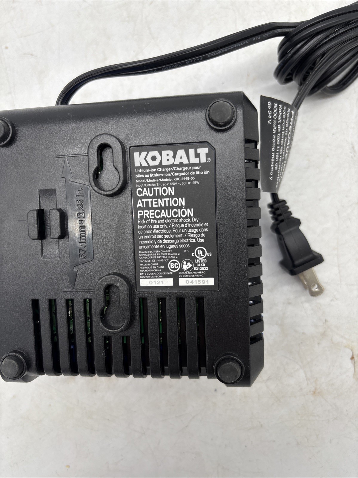 Kobalt 24V Max Power Tool Lithium Battery Charger (KRC 2445-03), Charger Only