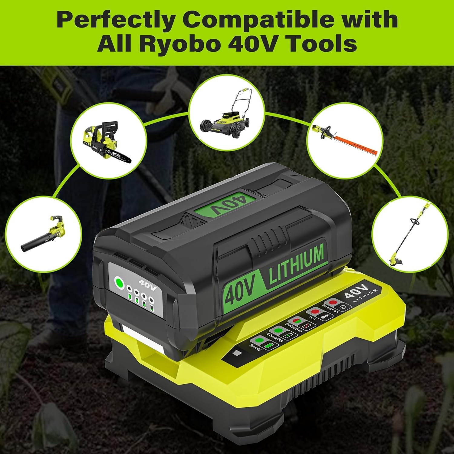 FOR Ryobi 40V Lithium Battery Fast Charger for OP401 Fits Multiple Models
