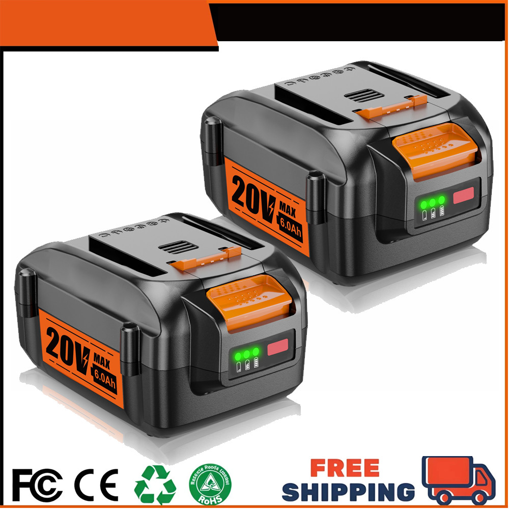 2X 6.0Ah For WORX 20V MAX Extend Li-Ion Battery WA3520 WA3525 WA3575 WG155 WG540