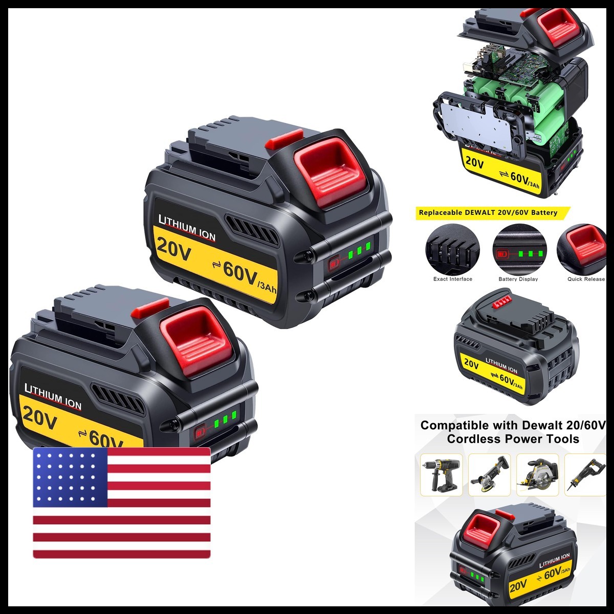 Dtk Dcb609 Replacement For Dewalt 60V Battery Dcb609 Dcb606 Dcb612 180Wh