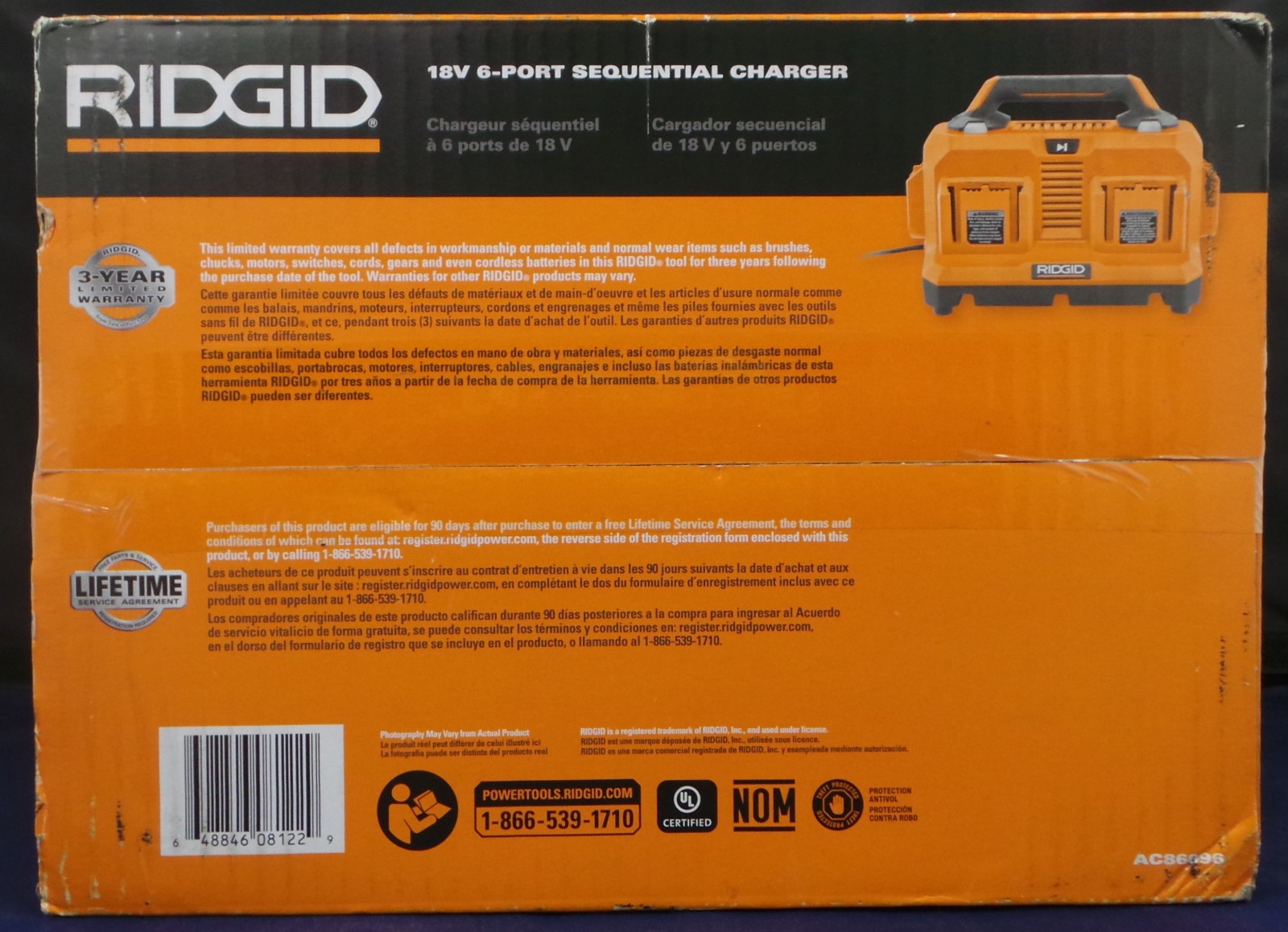 RIDGID 18V Lithium-Ion 6-Port Sequential battery Charger (Tool-Only) BRAND NEW