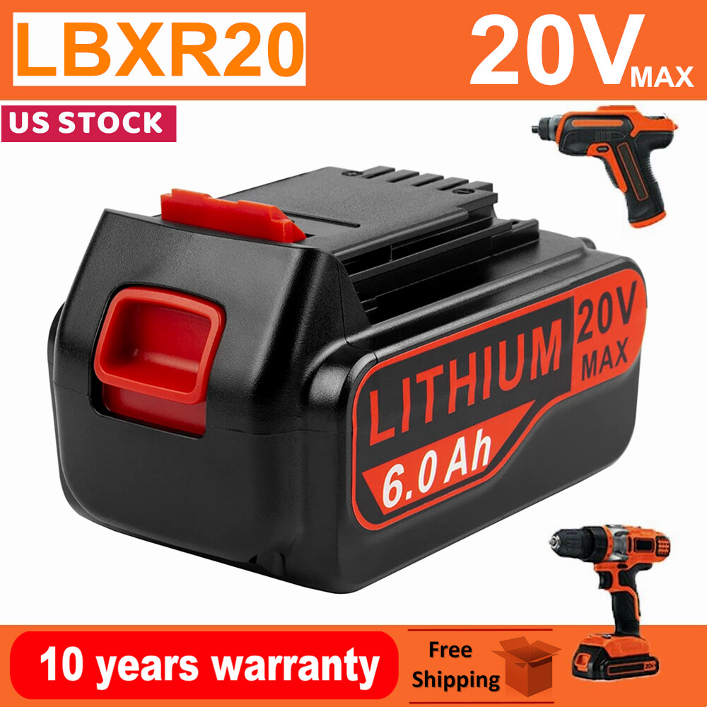 20V MAX 6.0Ah Battery for Black + Decker 20V Lithium LBXR20 LB20 LBX20 LB2X4020