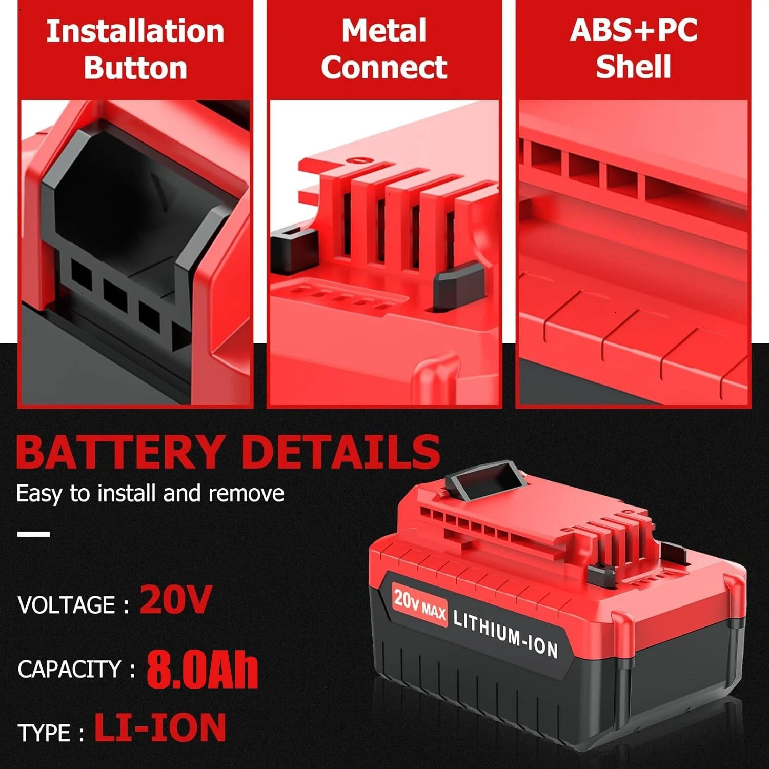 20 Volt Lithium-Ion Battery / Charger for PORTER CABLE 20V Max PCC680L PCC685L