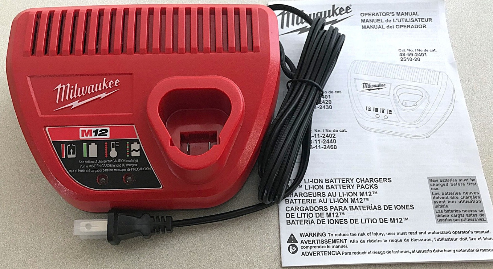 GENUINE OEM MILWAUKEE M12 LITHIUM-ION 12V BATTERY CHARGER (48-59-2401) NEW