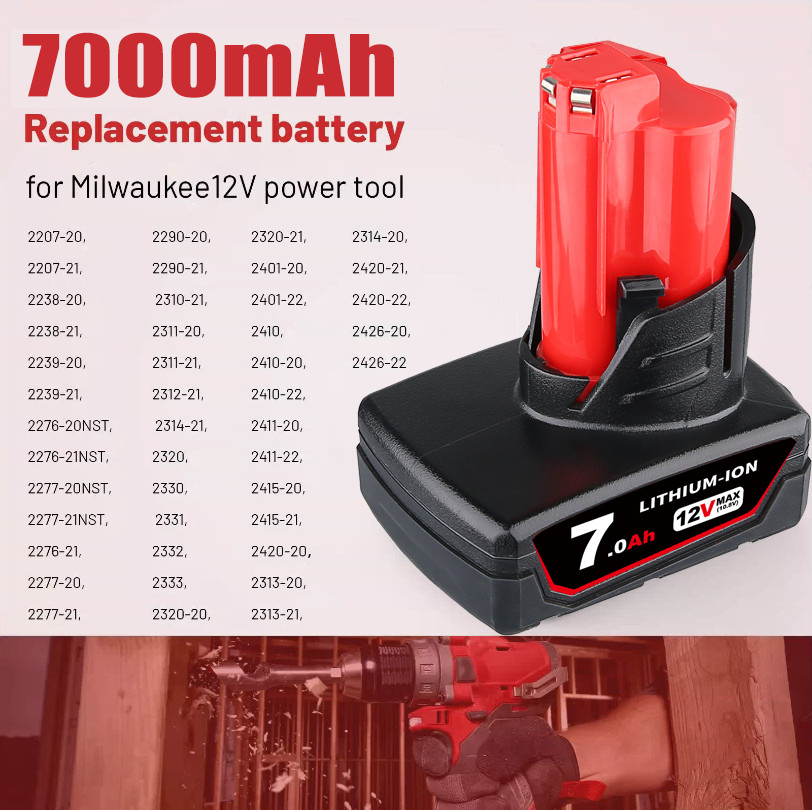 7.0Ah Battery Replacement for Milwaukee M-12 Battery 12V Lithium Ion 48-11 US