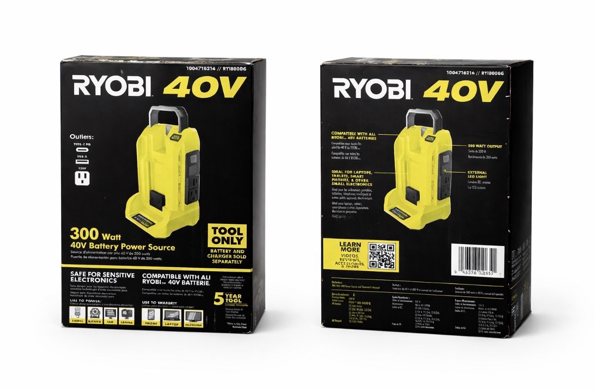 RYOBI 40V 300W Portable Power Source (Inverter) – New