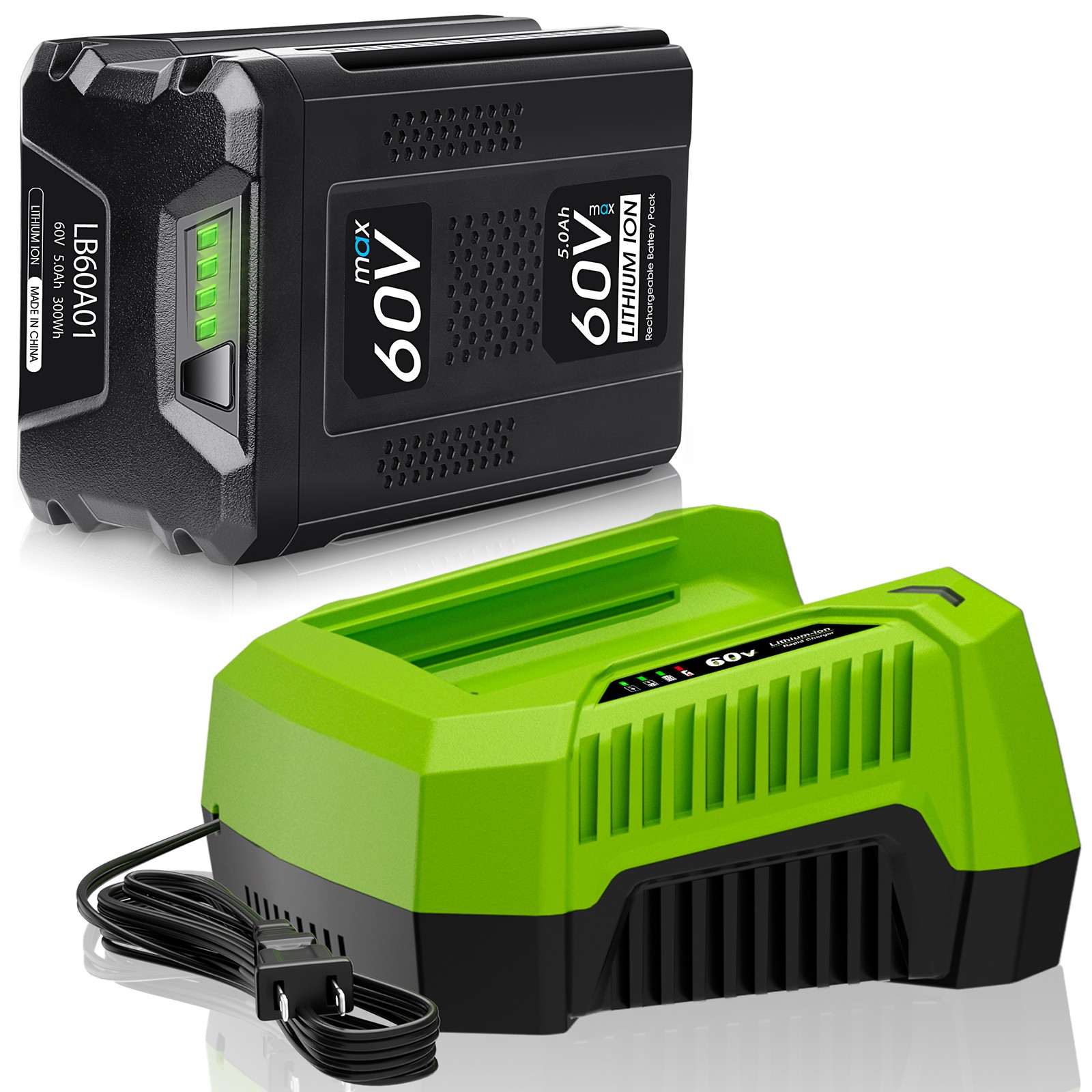 5.0Ah Battery + 6A Rapid Charger Kit For Greenworks 60V LB60A03 LB60A02 LB60A00
