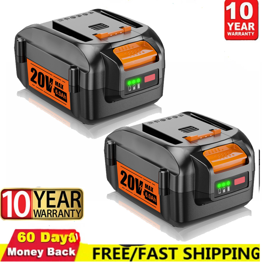 2X For WORX 6.0Ah 20V MAX Extend Li-Ion Battery WA3520 WA3525 WA3575 WG155 WG540