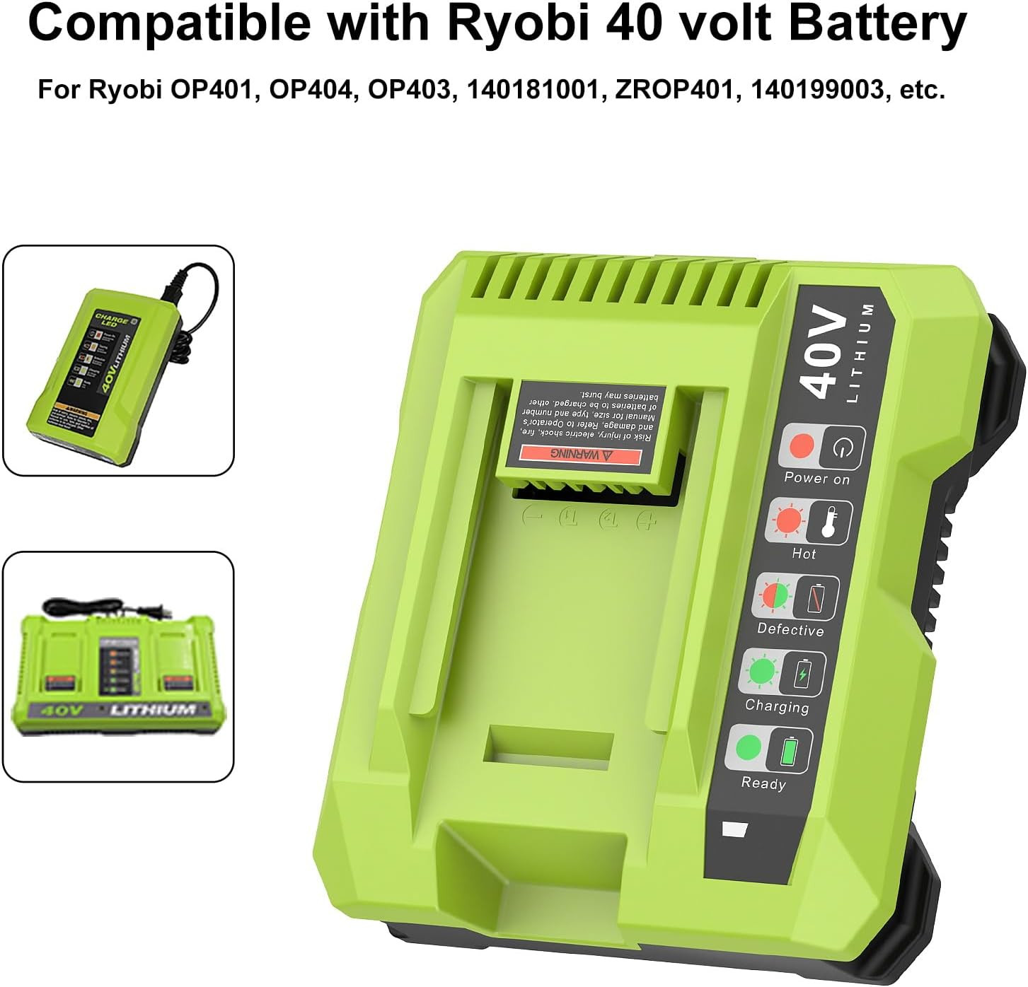 40V Charger Replacement for Ryobi 40V Battery Charger OP401 | Wall Mount, Fast