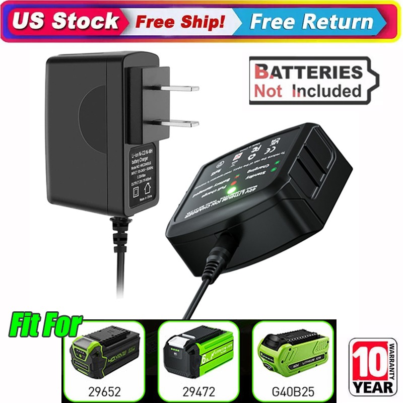 Li-ion Charger for GreenWorks 29472 29462 29463 29302 29282 G-MAX 40V Batteries