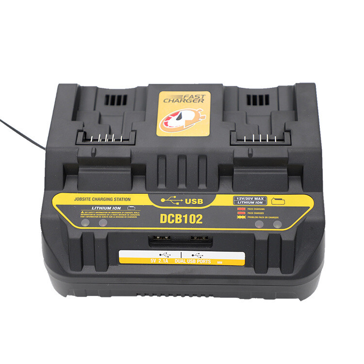 DCB102 Li-ion Battery Charger Fast Charger For Dewalt 14.4V 18V Dual USB Port