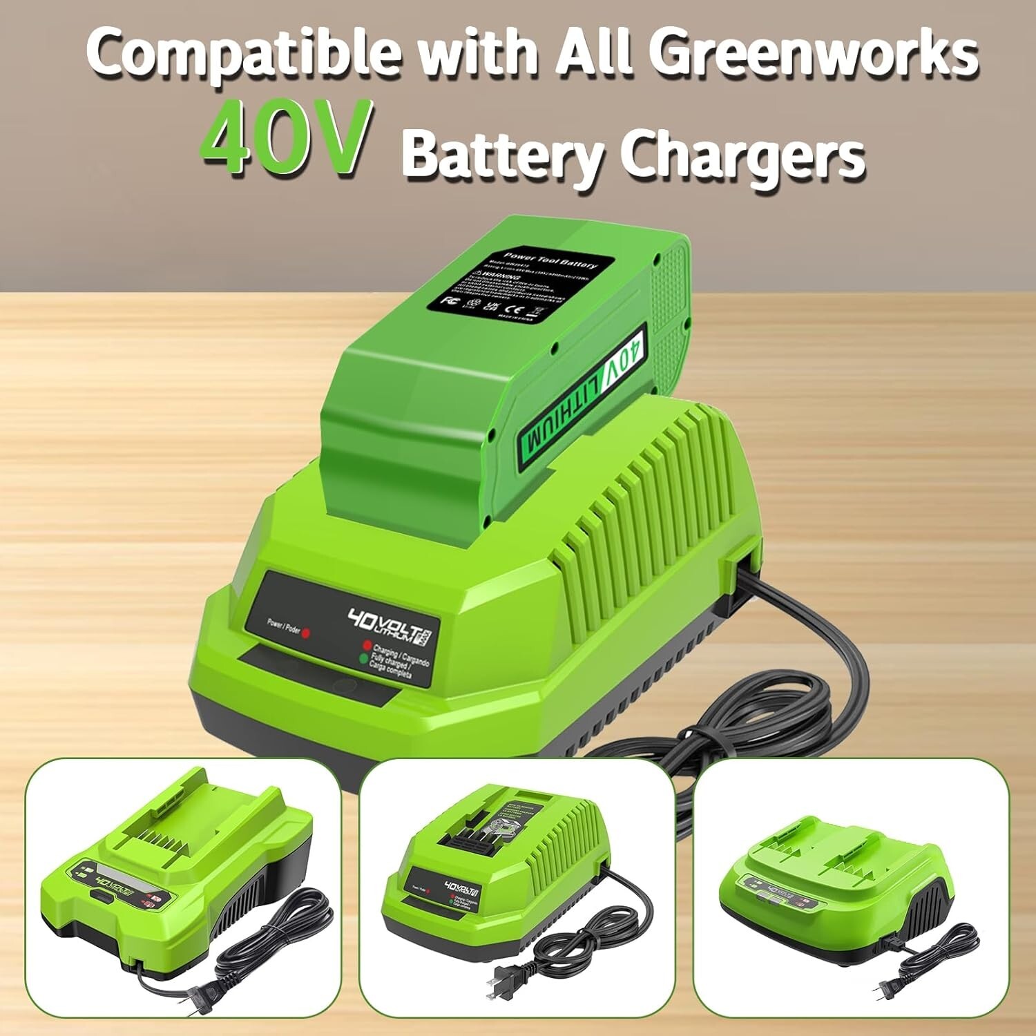 40 Volt Charger for GreenWorks 40V G-MAX Li-ion Battery 29472 29462 29302 29282