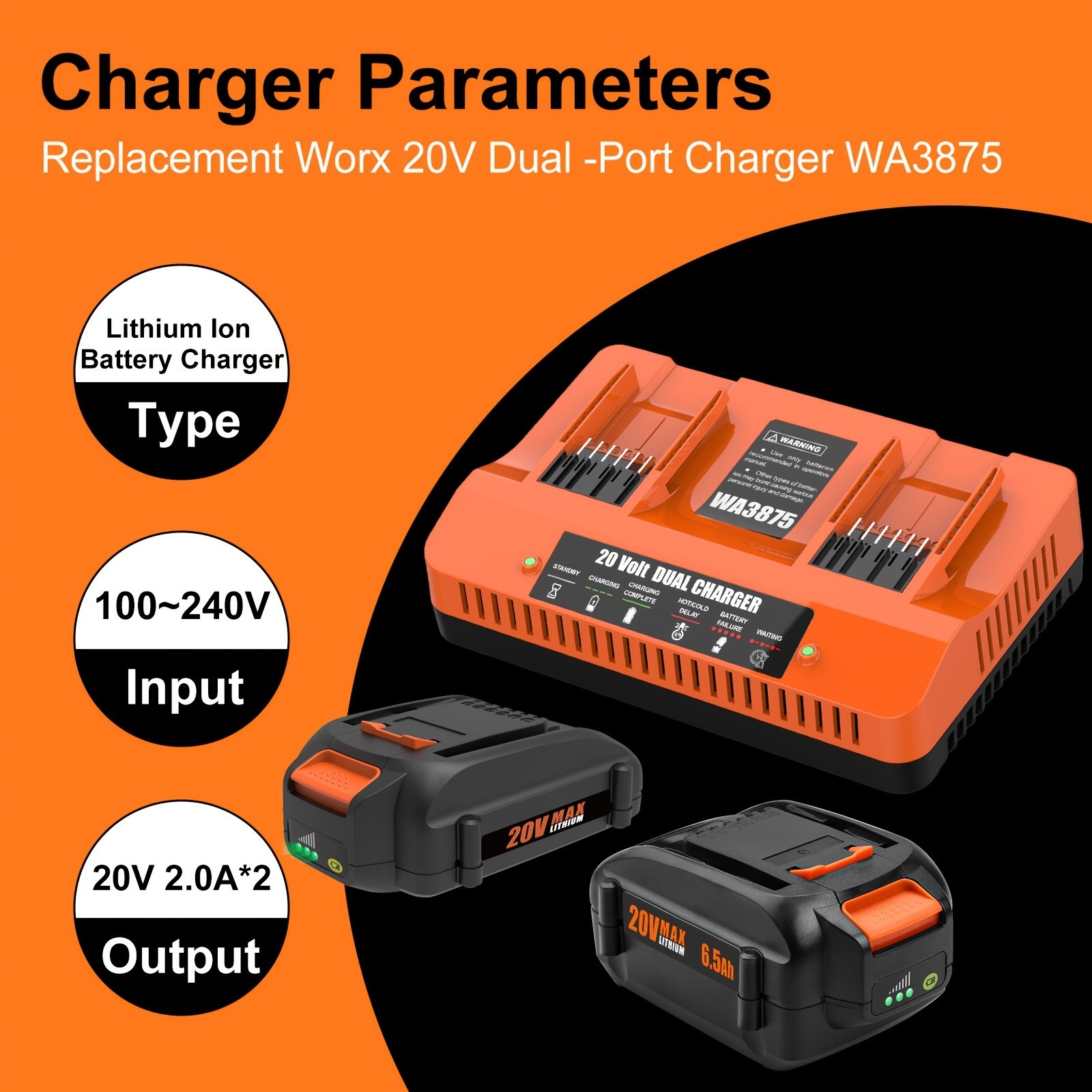 1 PCS Battery Charger Station for 20V Max Lithium Ion Batteries