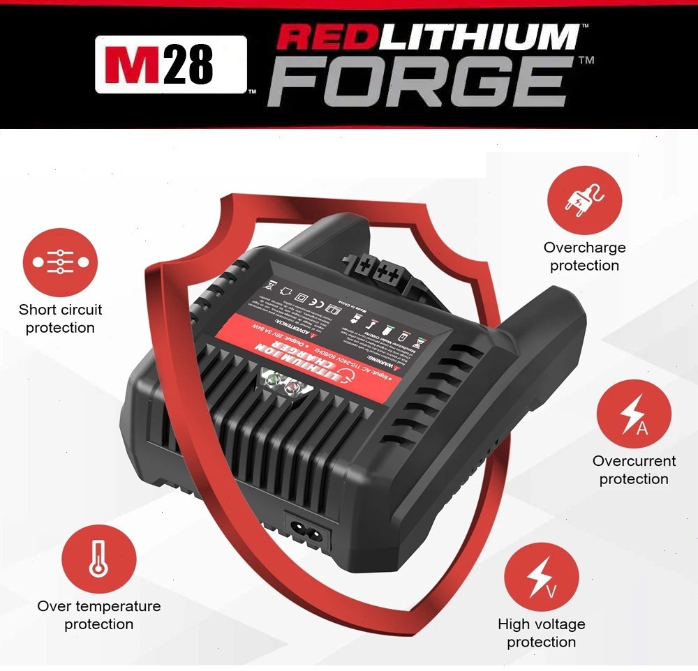 For Milwaukee 48-59-2819 M28 28-Volt Pass-Through Single-Unit Rapid Charger
