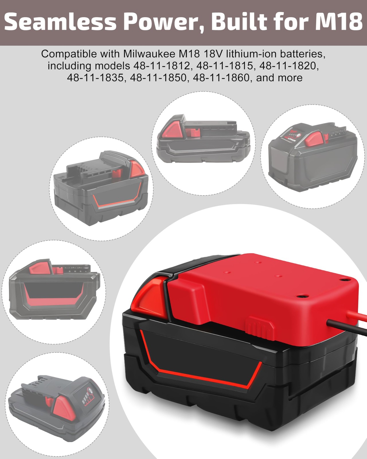 2-Pack 18V for Milwaukee M18 Battery Adapter Power Wheels 2-Pack, Red