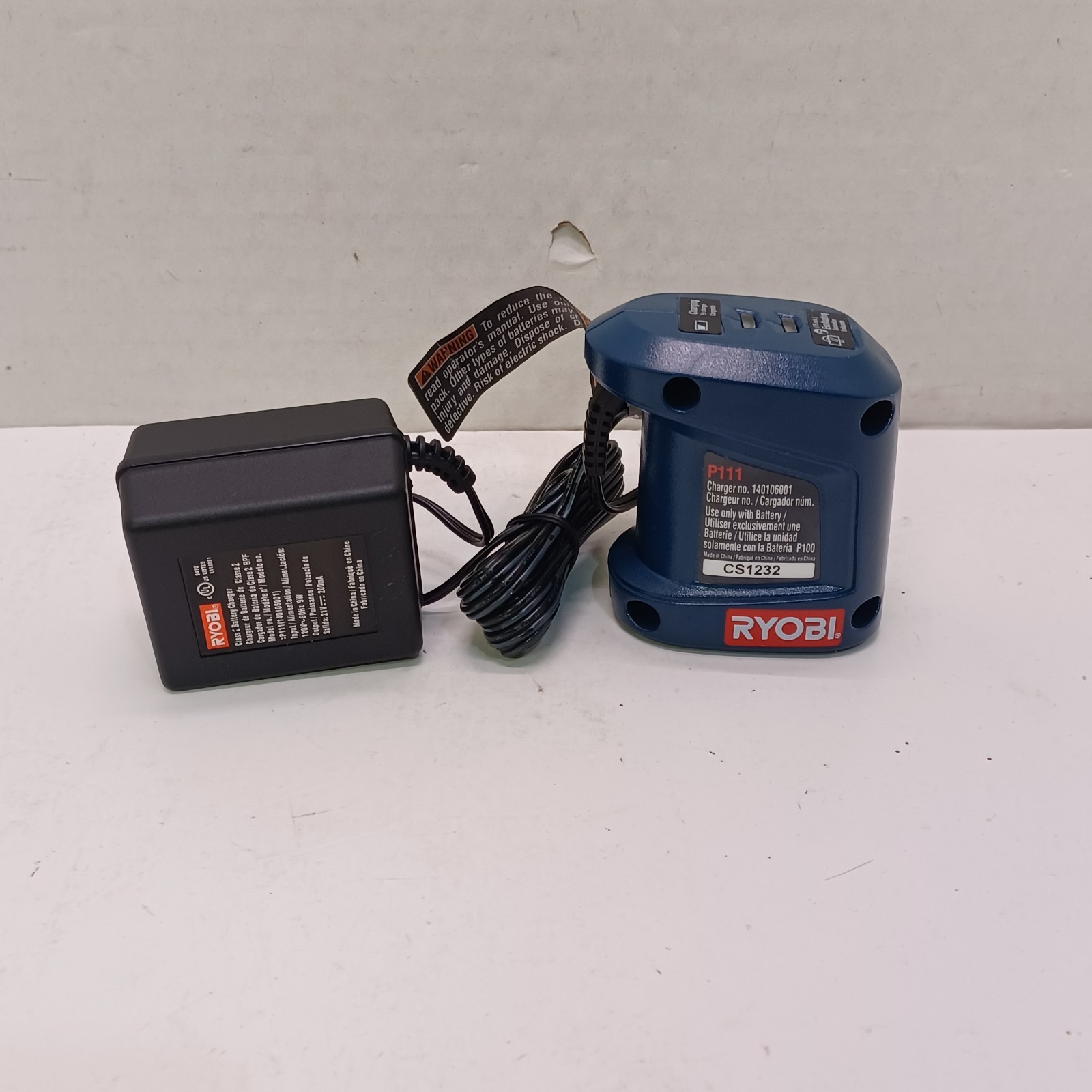 RYOBI P111 OEM Battery Charger CS1232 120v 200MA 9W A/C Power Adapter Plug Cable