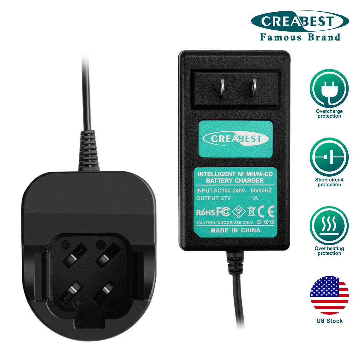 4.8V/7.2V Ni-MH Battery Charger For Dremel 757-01 7700-01 7700-02 755-01 750-02