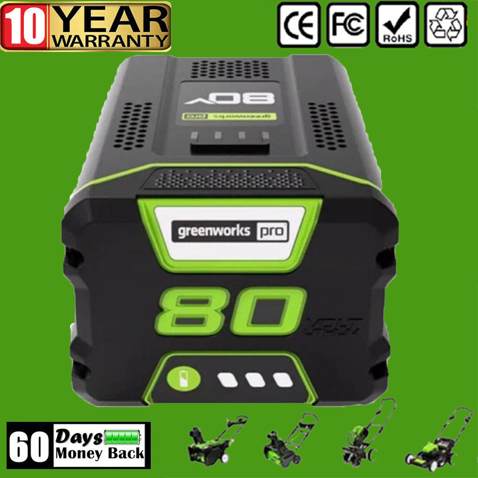 80V 8.0Ah Lithium-ion Battery For Greenworks PRO 80V GBA80200 GBA80600 2601302