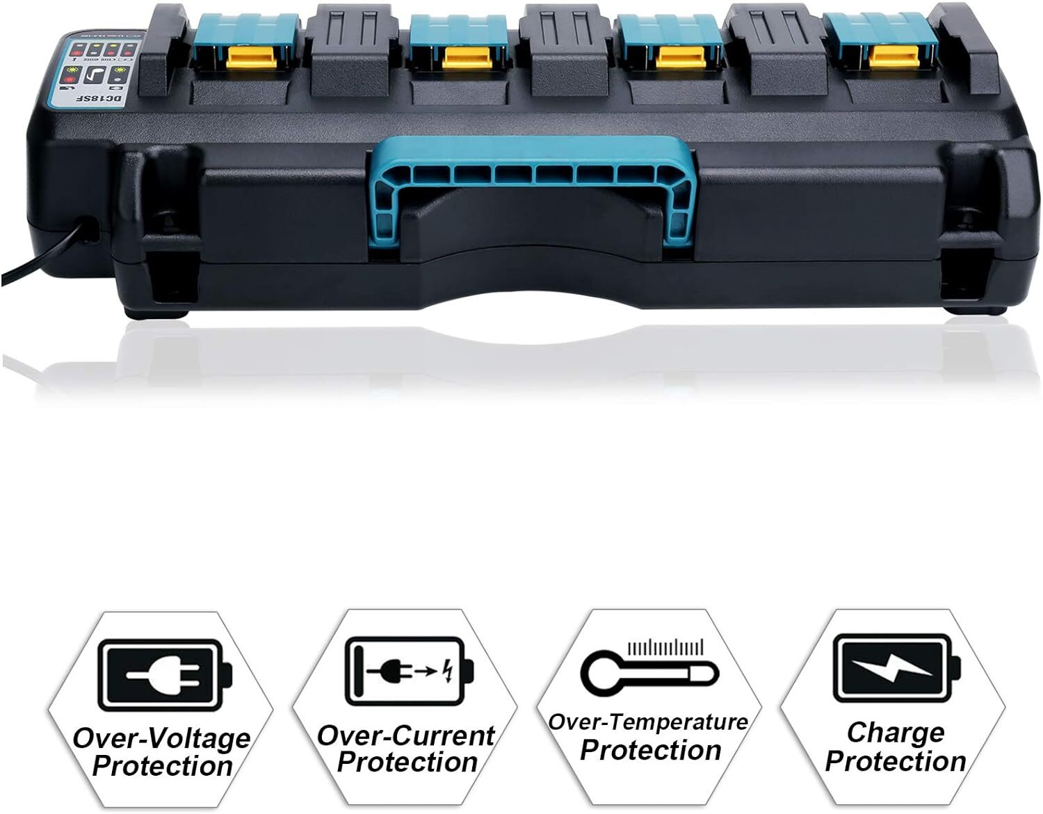 DC18SF For Makita 14.4-18V LXT Li-ion Dual 4 Port High & FAST Battery Charger