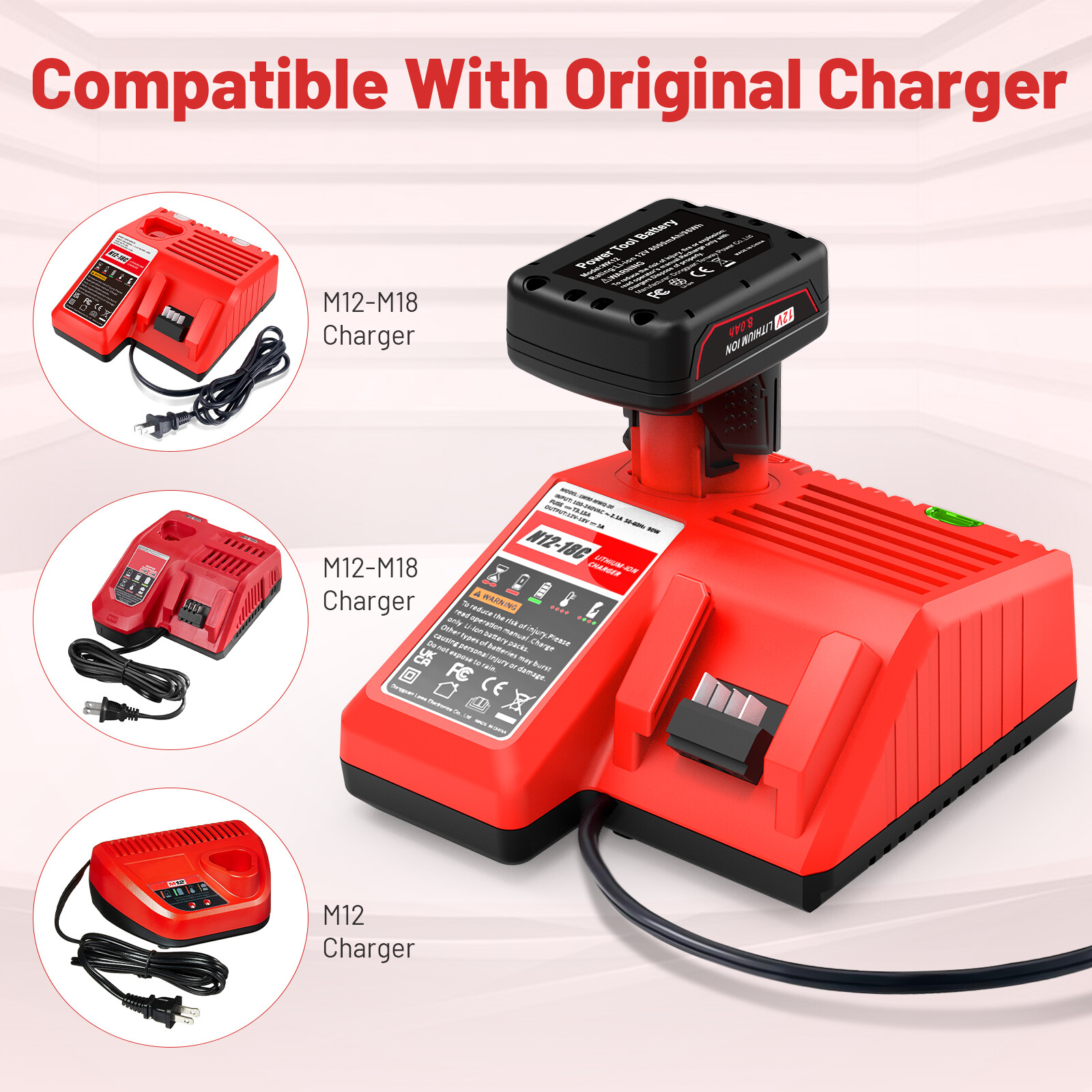 12V Battery For Milwaukee 48-11-2460 for M12 8.0Ah Lithium Extended Capacity
