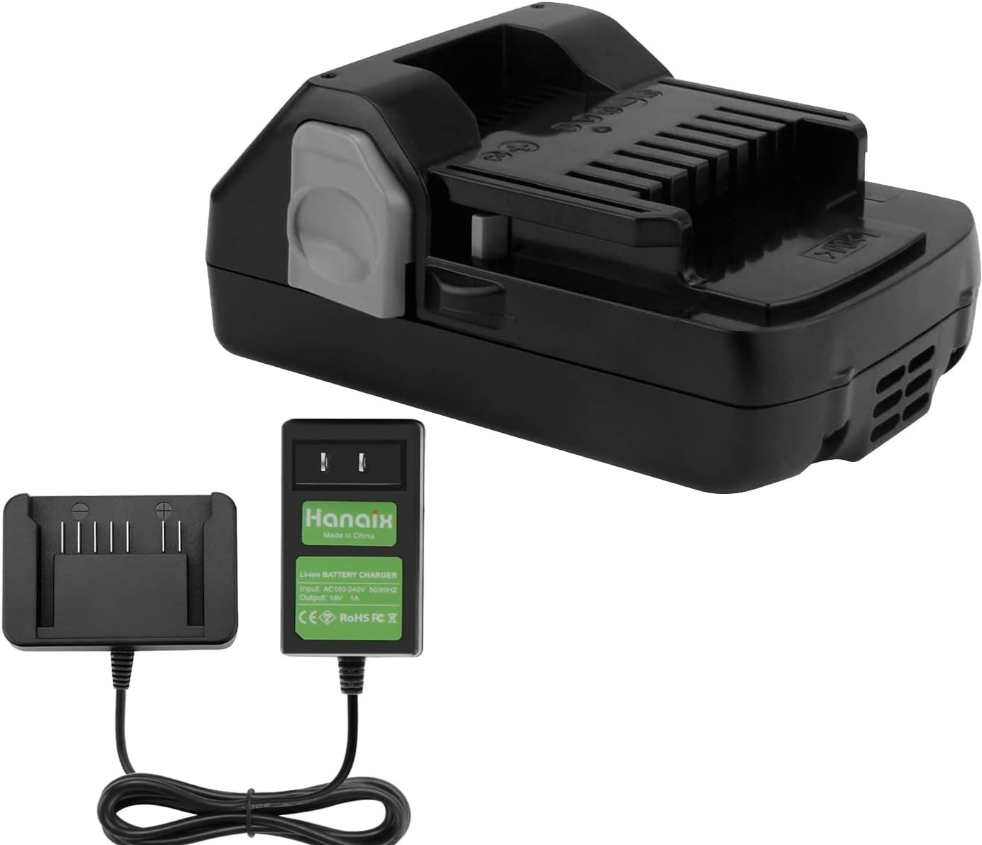 3.0Ah Replacement Battery & Charger Set for Hitachi 18V Tools, Fast Charging