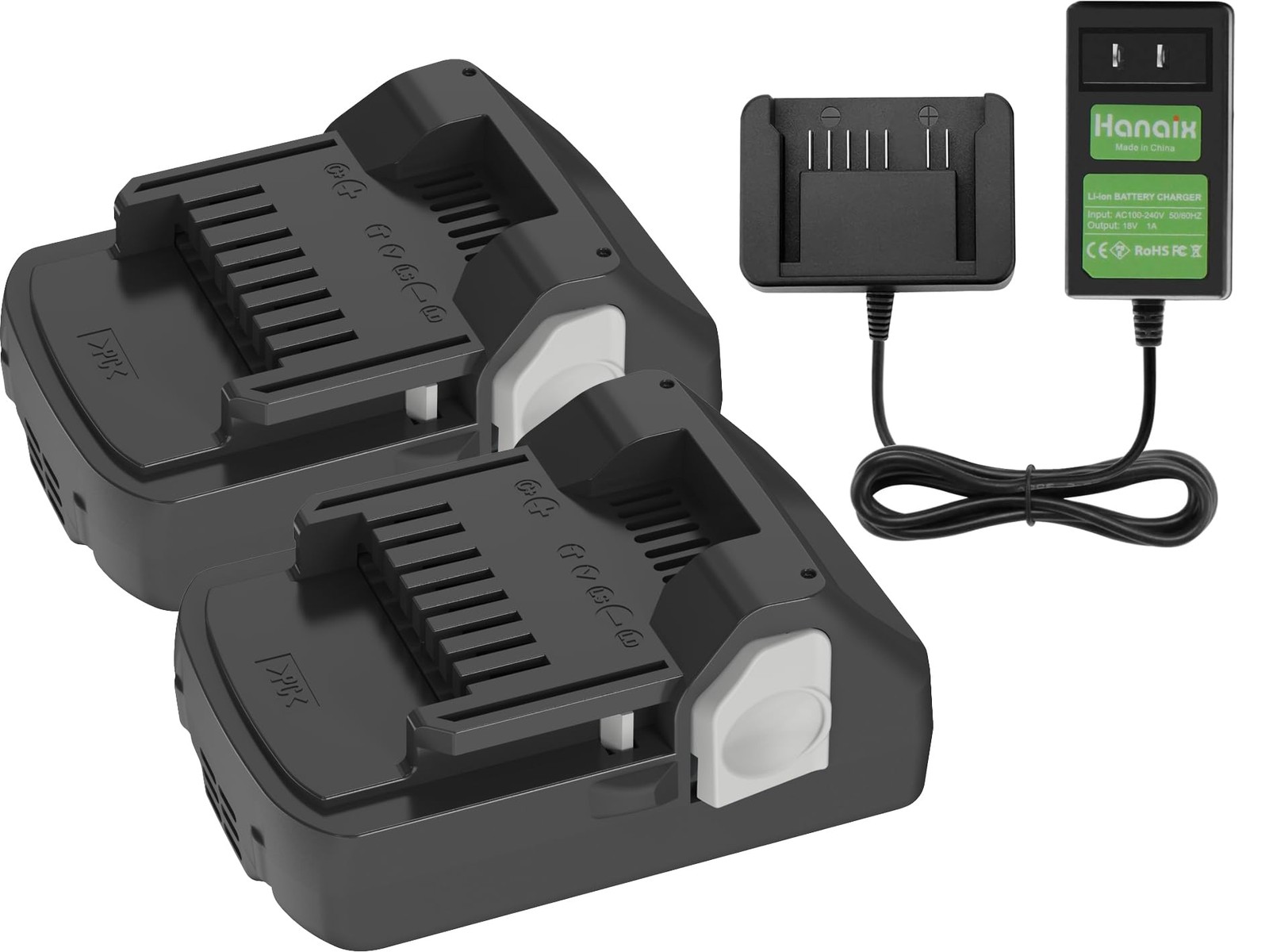 Hanaix 2Pack 4000Mah 18V Battery And Charger Compatible Hitachi Bsl1815X