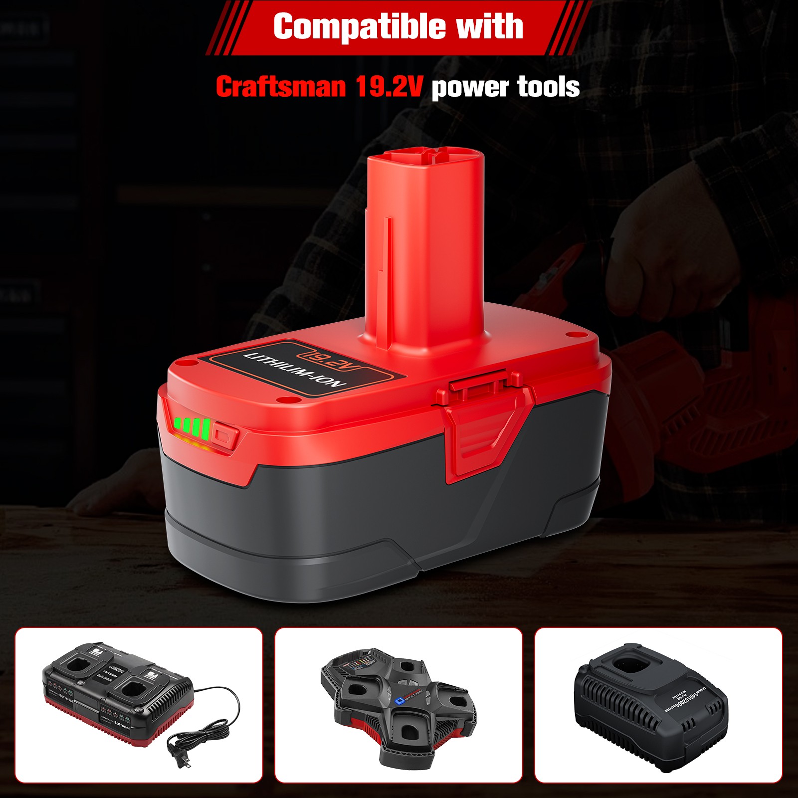 For CRAFTSMAN 19.2VOLT C3 LI-ION W/LED BATTERY 8.0Ah PACK 315.PP2011