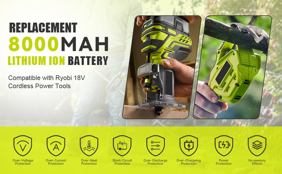 1-2X For RYOBI P108 18V ONE Plus 8.0Ah High Capacity Battery & Charger-USA