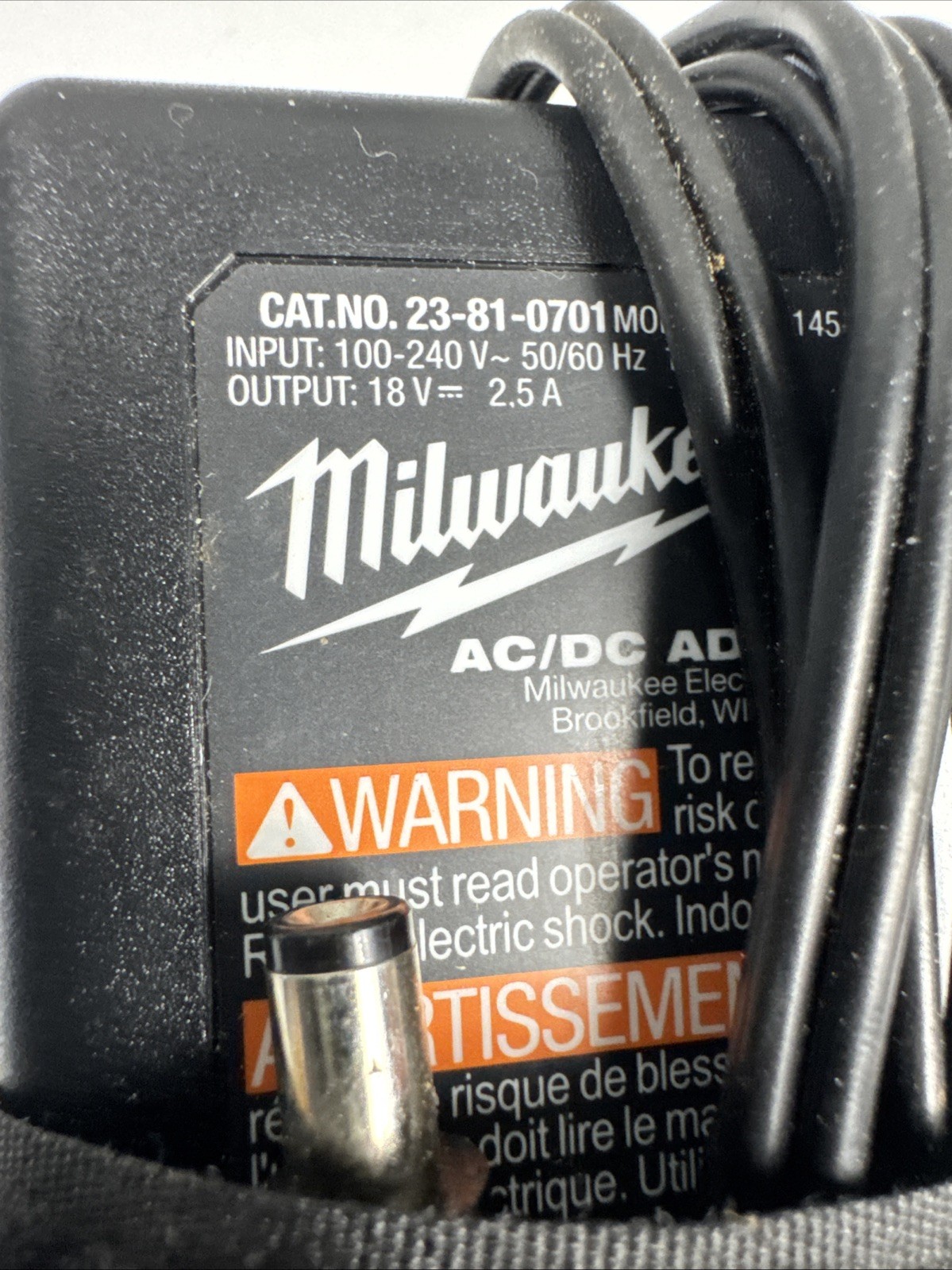 Milwaukee AC/DC Adapter 18V 2.5A HK-X145-A18, 23-81-0701 OEM
