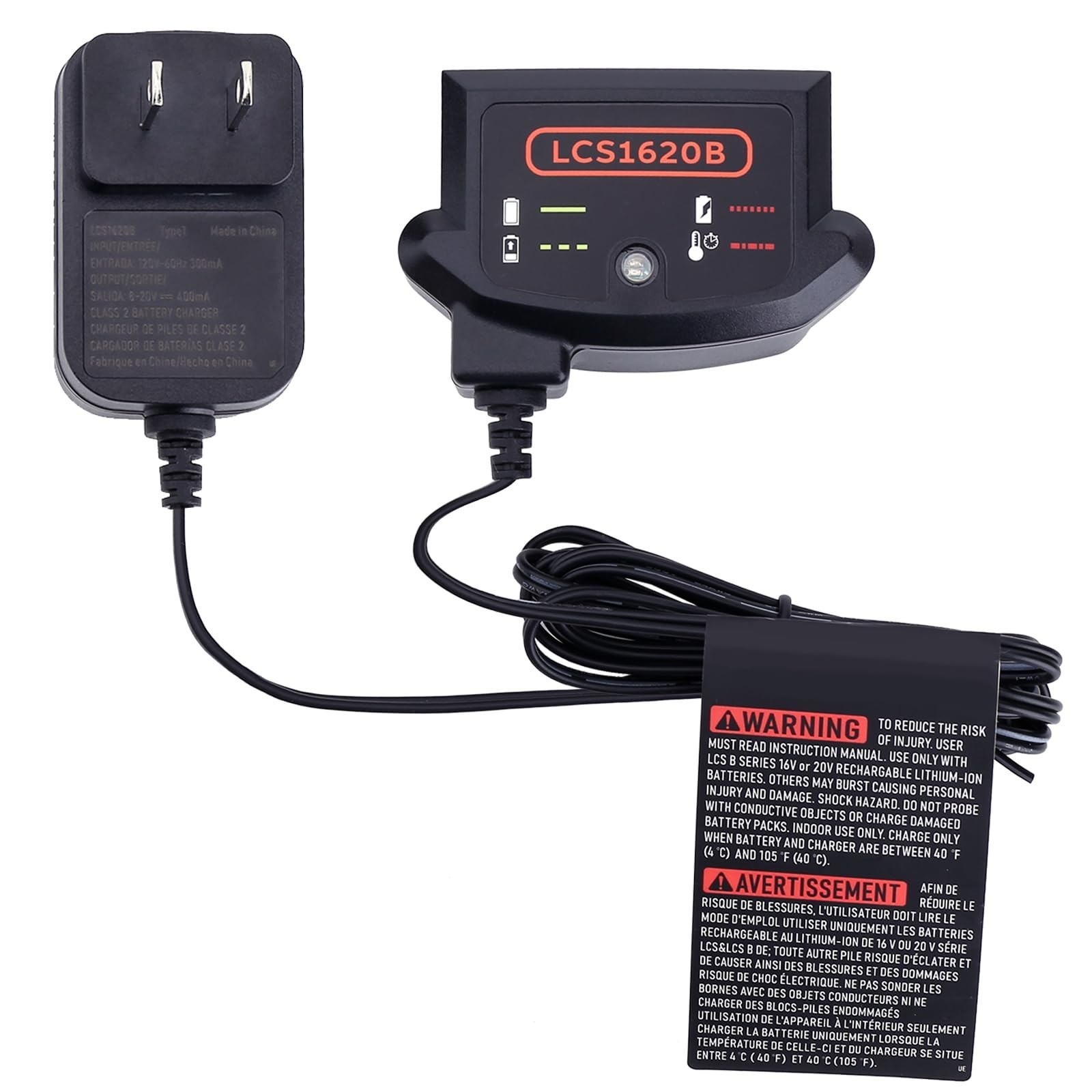 20V Lithium Battery Charger Compatible with Black & Decker 12V/20V MAX Batteries