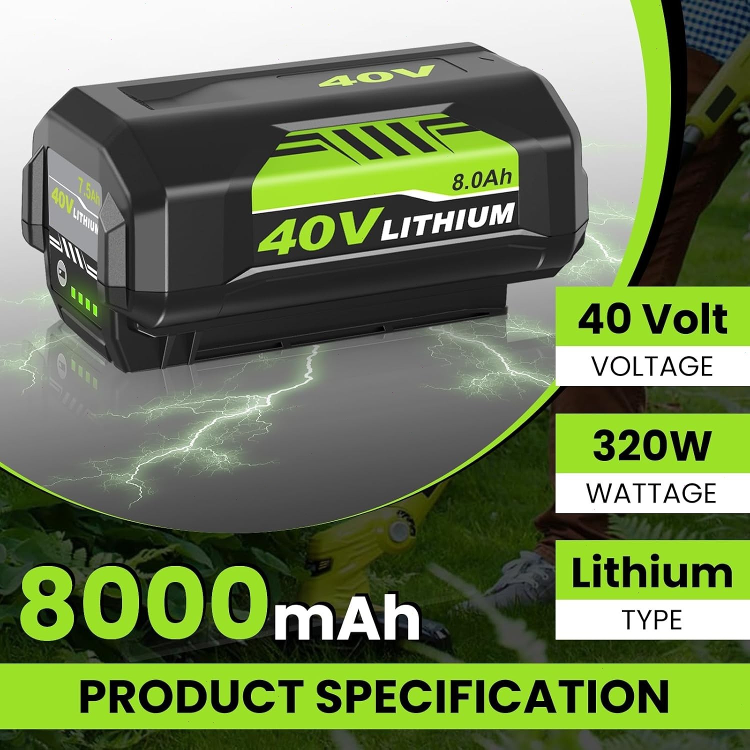 2X Battery & Charger For Ryobi 40V With LED Lithium-Ion 40-Volt OP406VNM OP40602