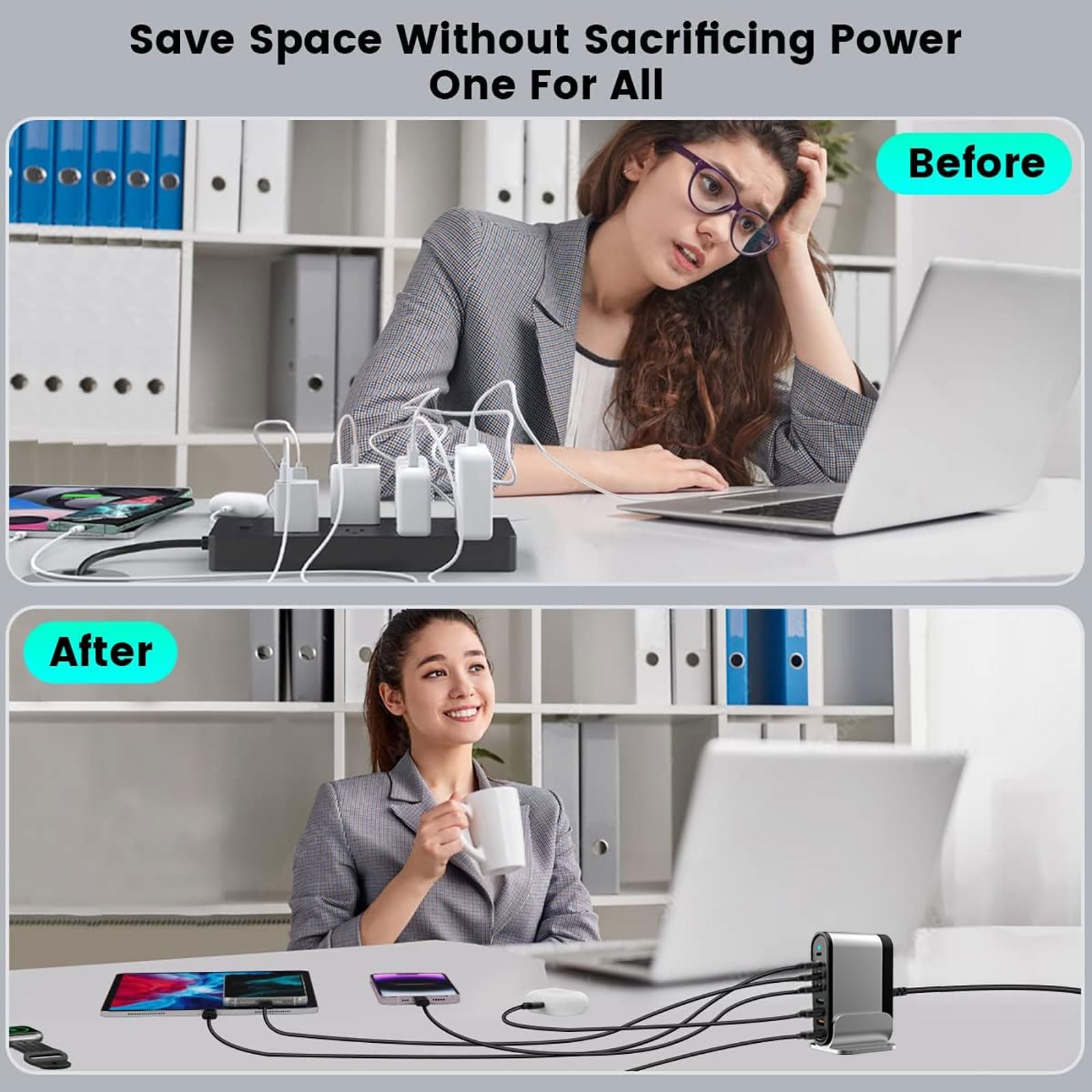 Dengwenqiang Usb C Charger – 285W Gan 8 Port Charging Station Tower Hub For