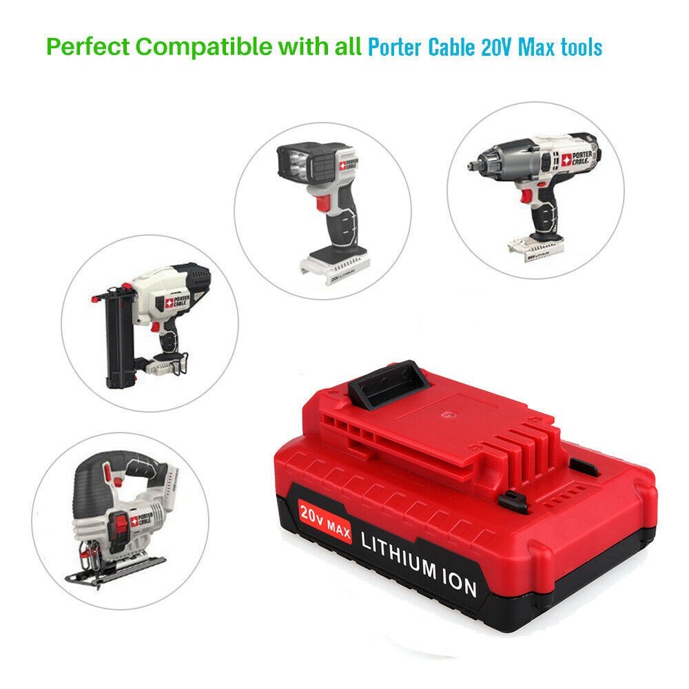 20 Volt Lithium-Ion Battery / Charger for PORTER CABLE 20V Max PCC680L PCC685L