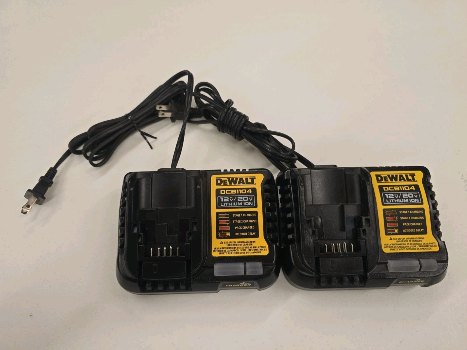 TWO (2) DEWALT DCB112 12V & 20V Volt MAX Li-Ion 4 Amp 120V AC Battery Charger