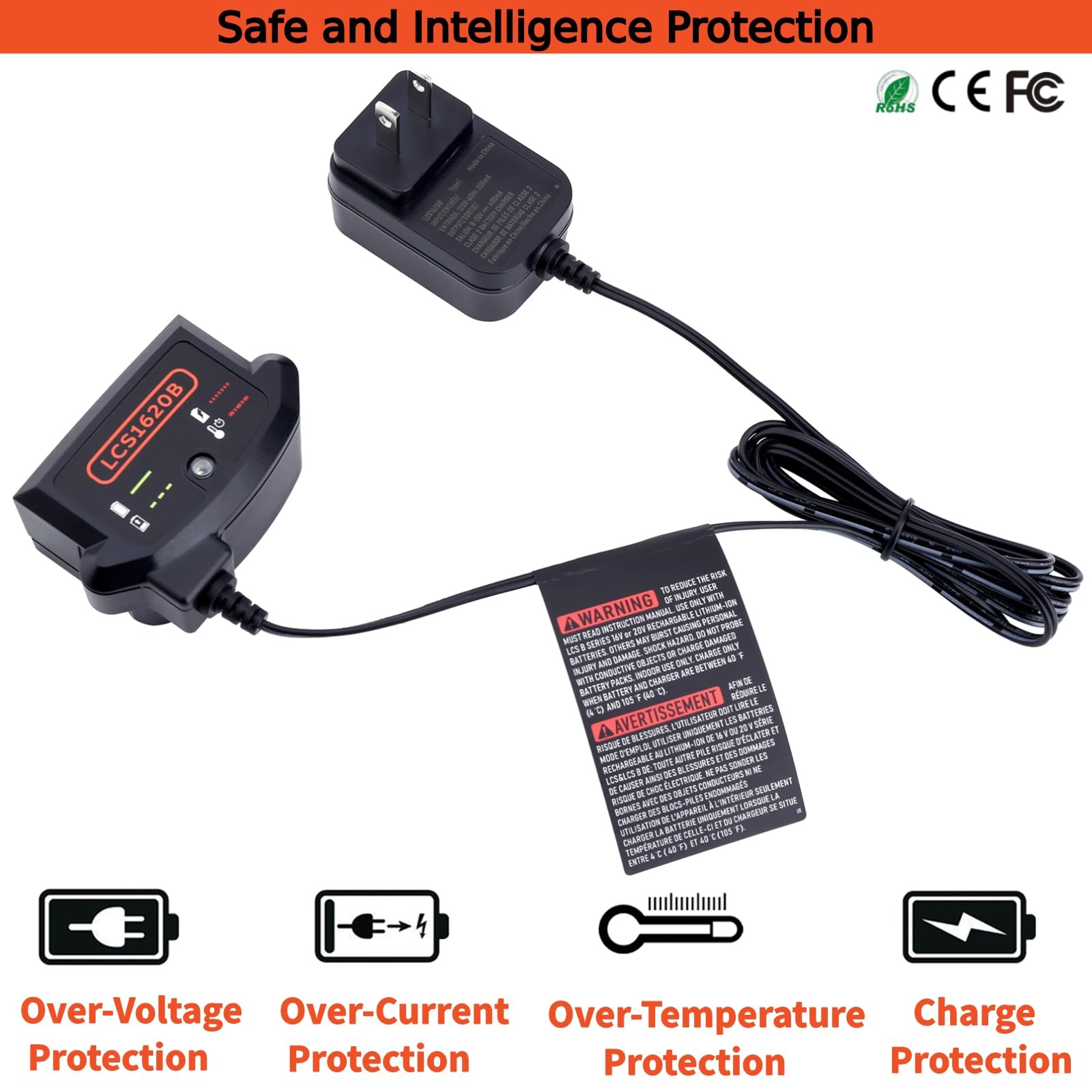 Tulepowceeng LCS1620B Charger Compatible with Black and Decker 20V 12V
