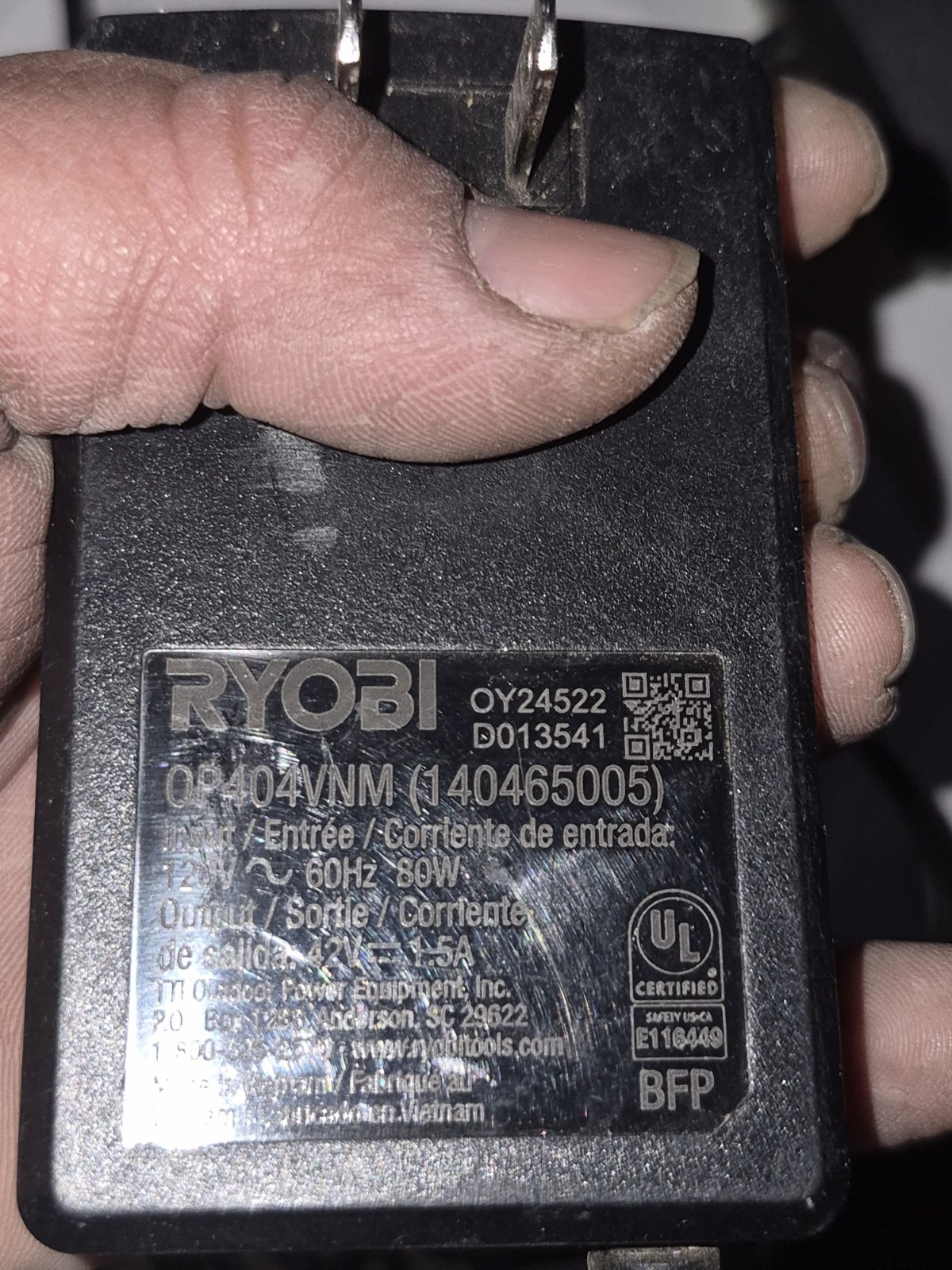 RYOBI 40V Lithium-Ion Power Tool Battery Charger OP404VNM-32