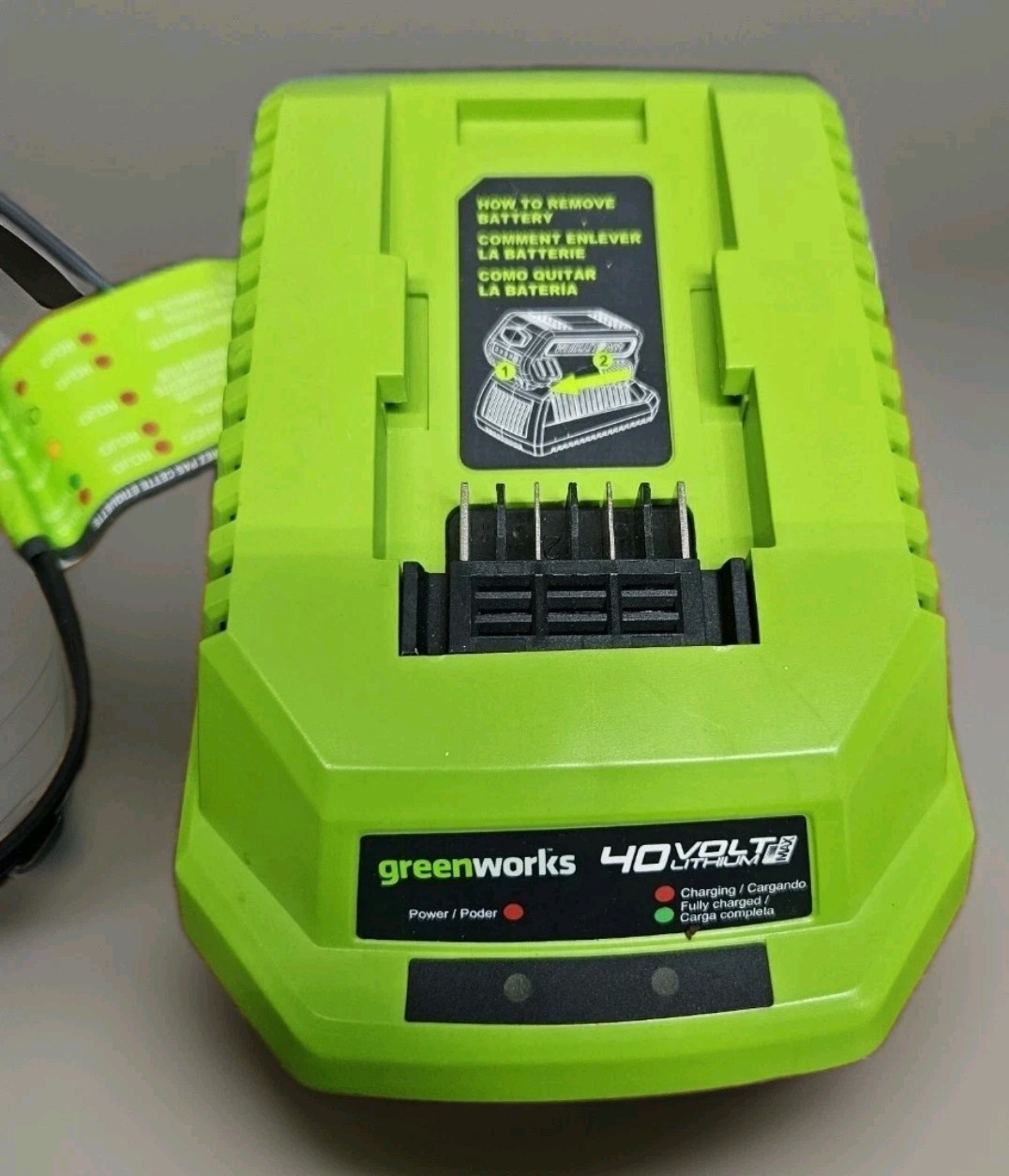 Greenworks 40 Volt Battery Charger Lithium Max Model 29482