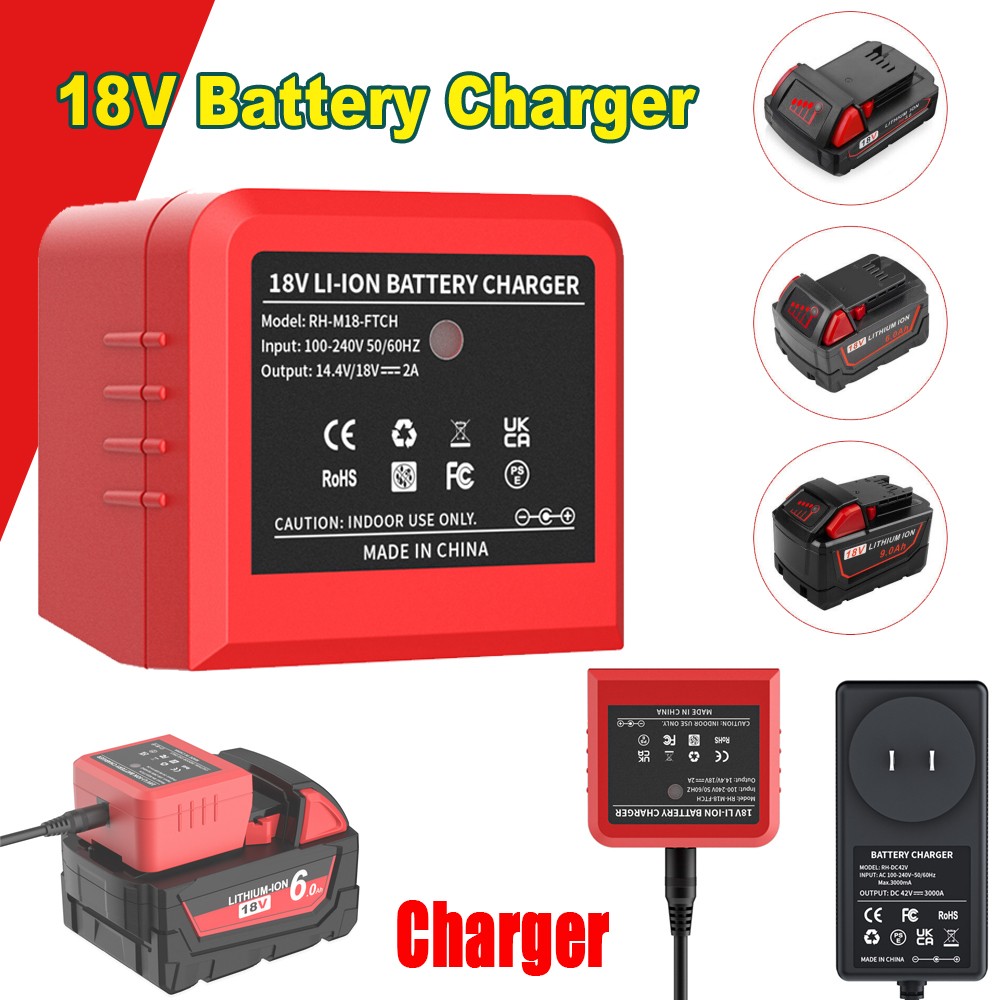 Charger For MILWAUKEE For M18 Cordless Repalcement Battery 48-11-1860 14.4V/18V