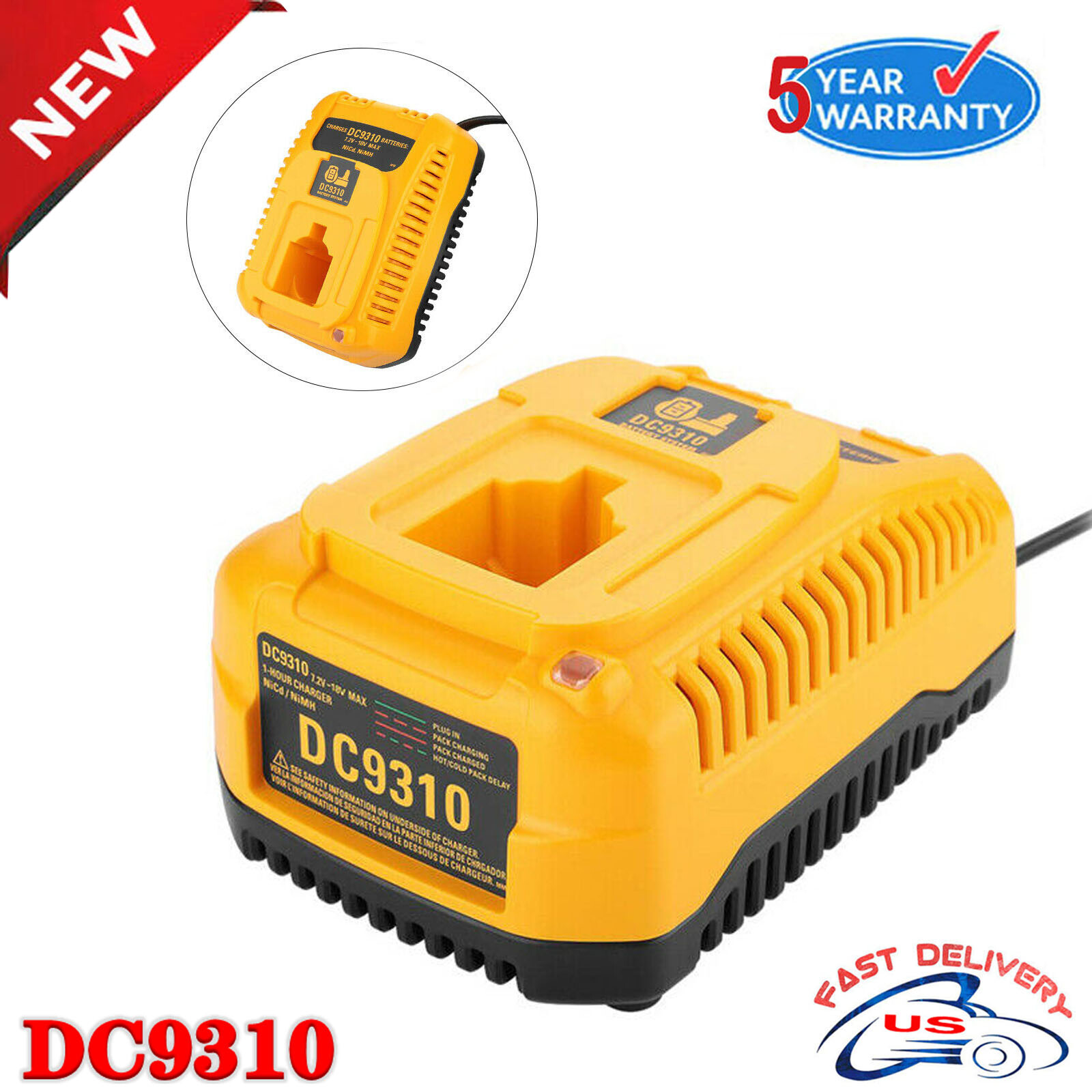 DC9310 Charger For Dewalt 7.2V-18V Ni-MH Ni-cd Battery DC9096 DC9091 DE9095