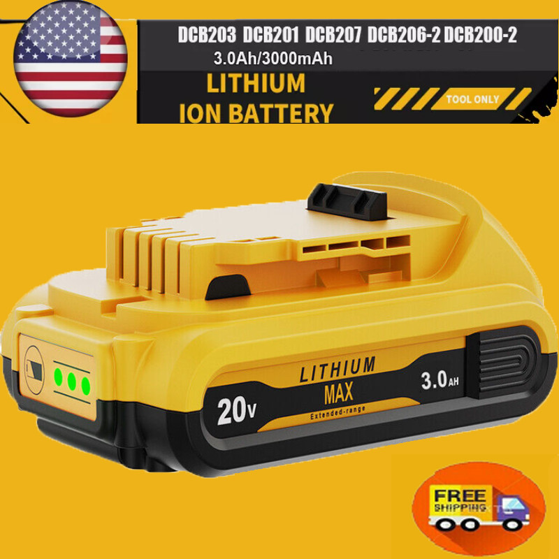 Pack For DeWalt 20V 20 Volt Max XR 3.0AH Lithium Ion Battery DCB206-2 DCB205-2