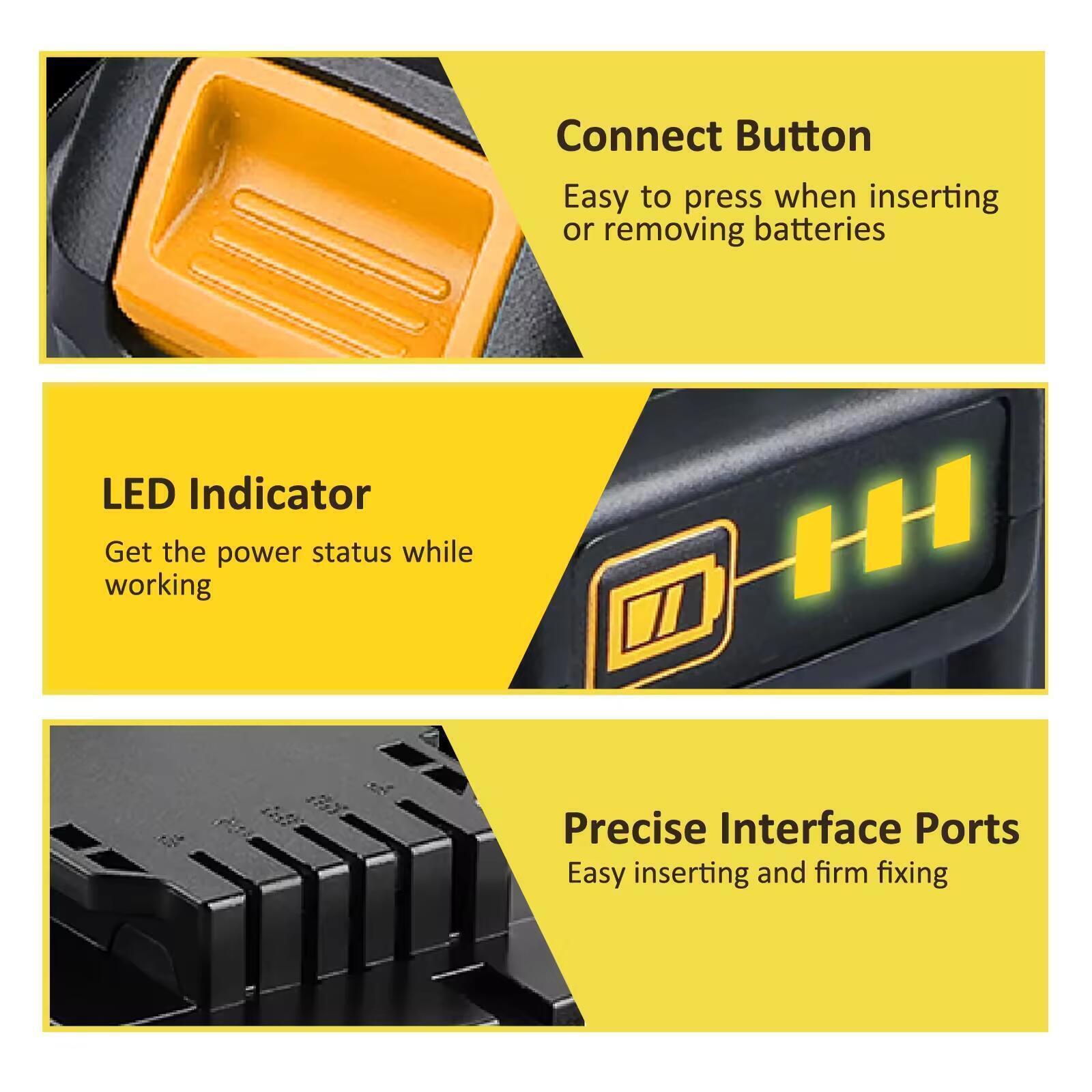 For DeWalt 20V 20 Volt Max XR 6.0AH Lithium-Ion Battery DCB205-2 DCB208 DCB200