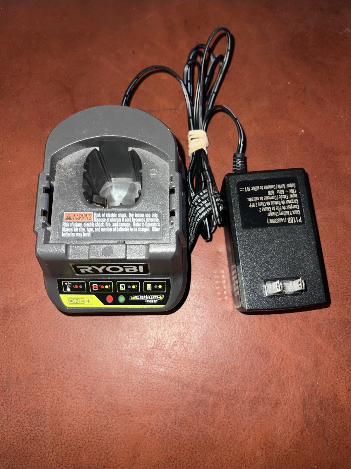 Ryobi P118B One+ 18V 18 Volt Lithium Ion Battery Charger See Descri