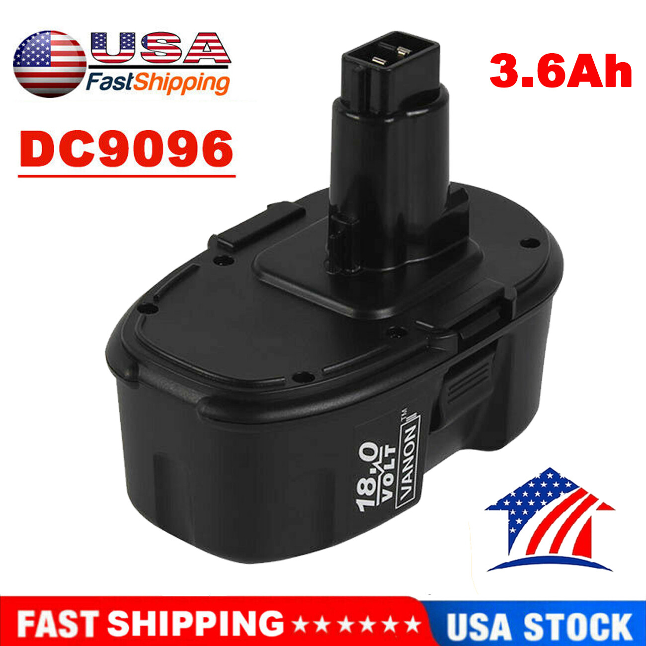 4.8Ah For Dewalt DC9096 DE9503 DW9095 DW936 DW938 18V Tool Battery NI-MH US