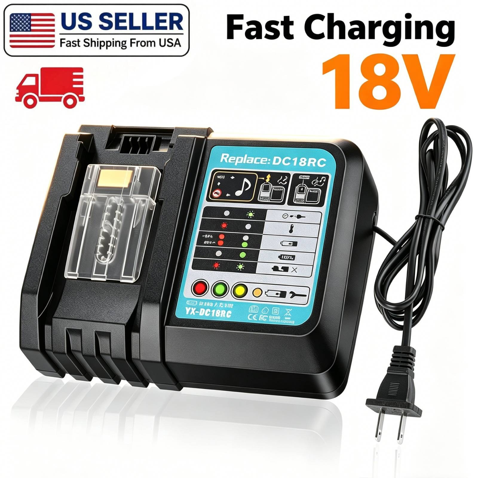 3A DC18RC 14.4V-18V Fast Charger for Makita DC18RA DC18SD Battery BL1860 BL1840