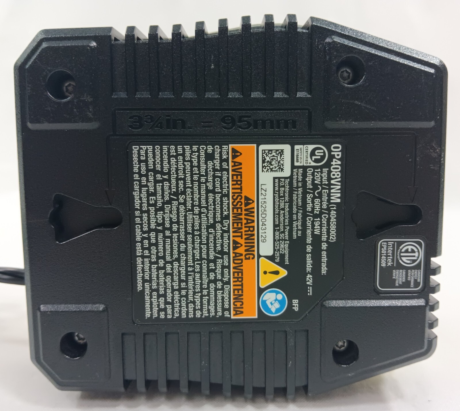 Ryobi OP40404VNM & OP408VNM 40V Li-Ion Fast Rapid Charger & Battery (38912-1)