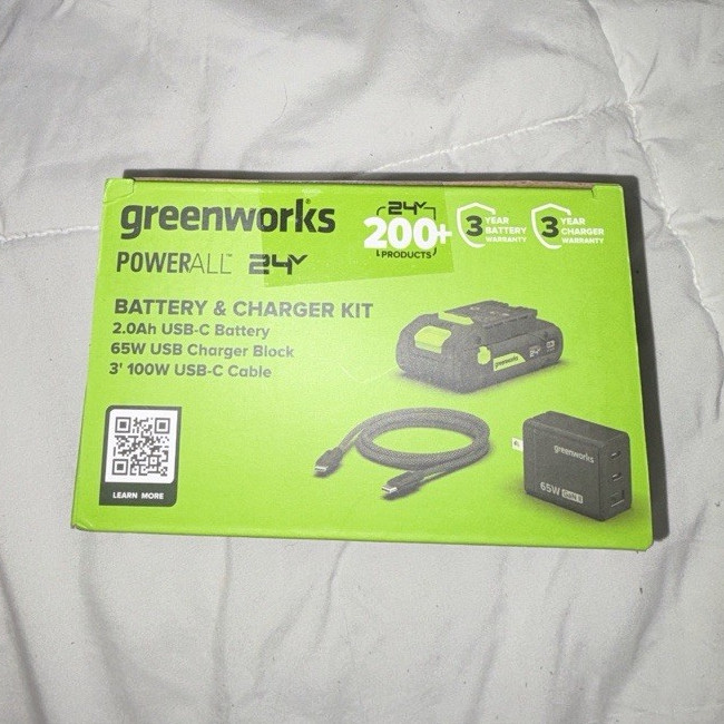 Greenworks POWERALL 24V Battery & Charger Kit, Green, MPN K2S2BUAA1